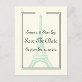 Paris bruiloft munt Eiffeltoren Save the Date Aankondigingskaart (Voorkant)