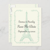 Paris bruiloft munt Eiffeltoren Save the Date Aankondigingskaart (Voorkant / Achterkant)