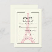 Paris bruiloft roze Eiffeltoren op ivoor RSVP-kaar RSVP Kaartje (Voorkant / Achterkant)