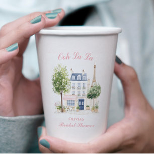 Paris Bruiloftsfeest Parisian Cafe Papieren Bekers