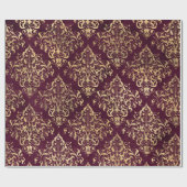 Paris Burgundy en Gold Damask Cadeaupapier (Vlak)