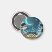 Paris by Night Circle Magnet (Différentes tailles) (Recto/Verso)