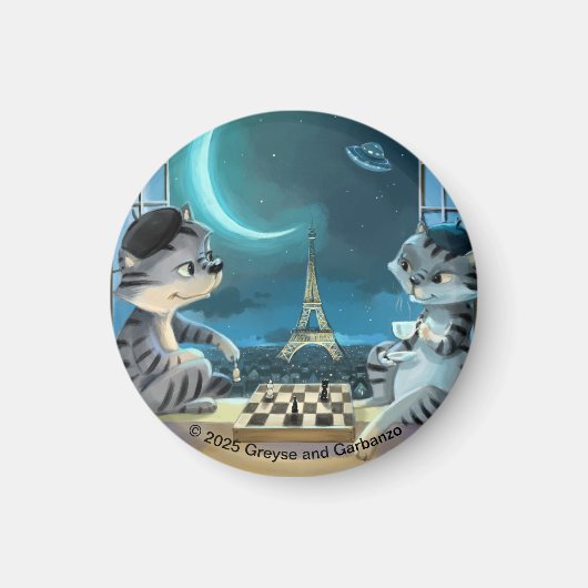 Paris by Night Circle Magnet (Diverse maten) Magneet (Voorkant)