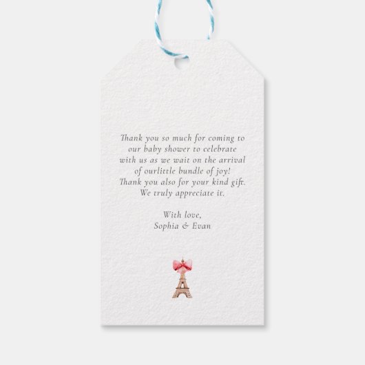 Paris Cafe Boulangerie Waterverf Dank u Cadeaulabel (Achterkant)