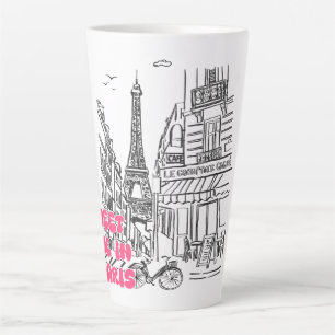 Paris Café–Meet Me in Paris in Roze & Eiffeltoren Latte Mok