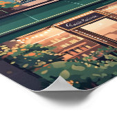 Paris Café Scene Poster – Charmante Platte Vector (Hoek)