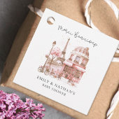 Paris Cafe Waterverf Script Baby shower Merci Bedankjes Labels
