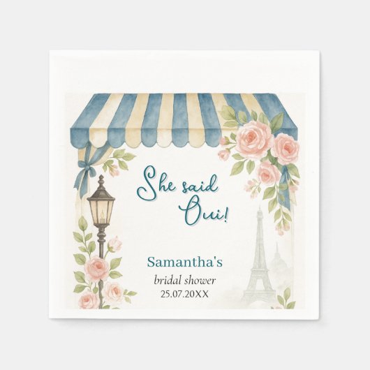 Paris Café Ze Zegt Oui Bruidsfeest Servet (Voorkant)