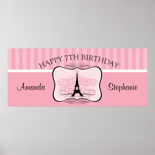 Paris Carousel 7th Birthday Banner Poster (Voorkant)
