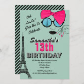 Paris Carte d'invitation d'anniversaire à thème (Devant / Derrière)