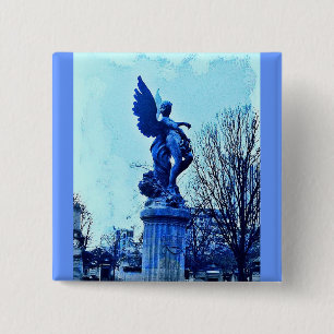 Paris Cemetary Angel Vierkante Button 5,1 Cm