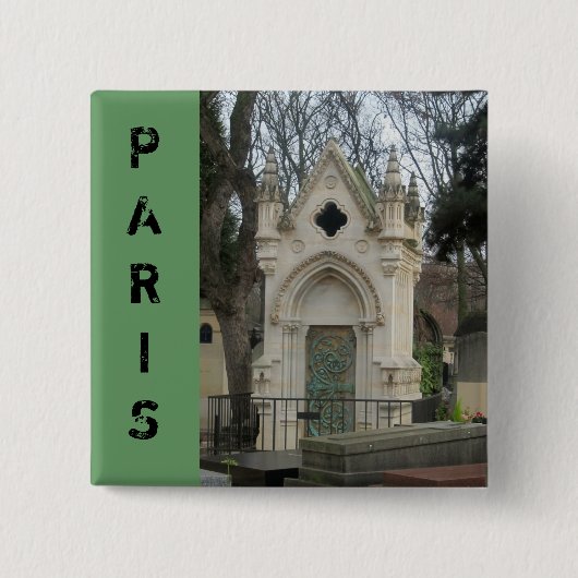 Paris Cemetary Vierkante Button 5,1 Cm (Voorkant)