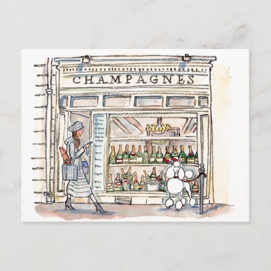 Paris champagne Flaneur Uitnodiging Briefkaart (Voorkant)