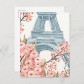 Paris Cherry Blossom Briefkaart (Voorkant / Achterkant)