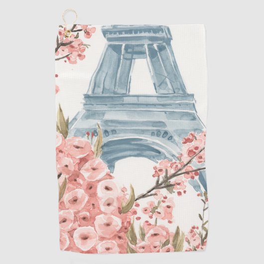 Paris Cherry Blossom Golfhanddoek (Voorkant)
