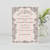 Paris Chic Roze Strepen Huwelijk Save The Date (Staand voorkant)