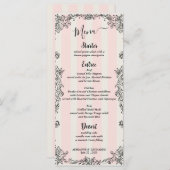 Paris Chic  Roze Strepen Script Wedding Menu (Voorkant / Achterkant)