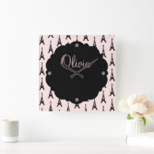 Paris Chic Wall Clock Vierkante Klok (Huis)