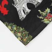 Paris Christmas Eiffel Tower Black Fleece Blanket (Hoek)