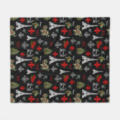 Paris Christmas Eiffel Tower Black Fleece Blanket Deken (Voorkant (Horizontaal))