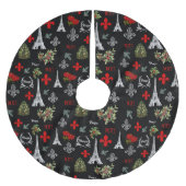 Paris Christmas Eiffel Tower Black Tree Skirt Kerstboom Rok (Voorkant)