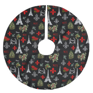 Paris Christmas Eiffel Tower Black Tree Skirt Kerstboom Rok