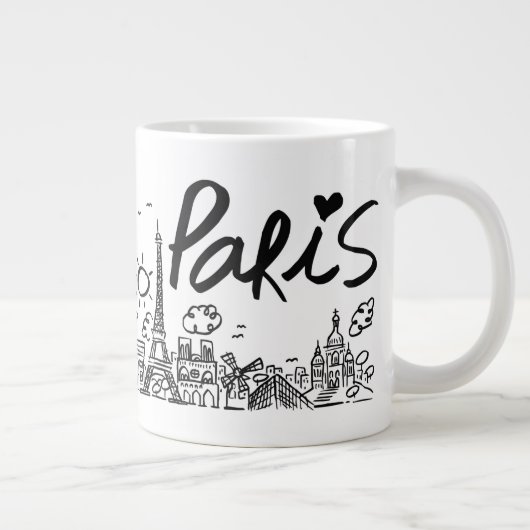 Paris City Doodle Extra Grote Beker (Rechts)