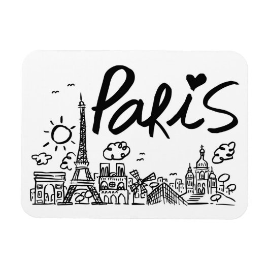 Paris City Doodle Magneet (Horizontaal)