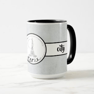 Paris City Elegant linen Ringer 15oz Mok