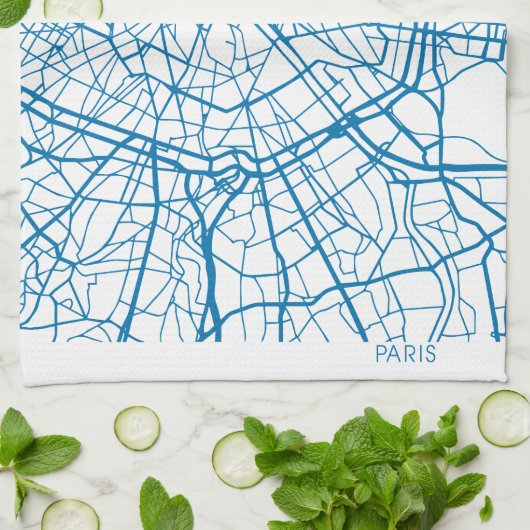 Paris City Map Kitchen Towel Theedoek (Gevouwen)