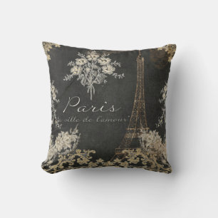 Paris City of Love Eiffel Tower Chalkboard Floral Kussen