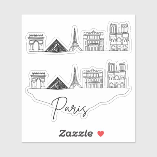 Paris City Skyline Sticker (Vel)