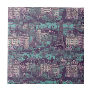 Paris Cityscape in aqua  ontwerp Tegeltje