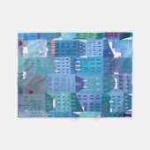 Paris Cityscape Painting in Blue Fleece Deken (Voorkant (Horizontaal))