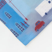 Paris Cityscape Painting in Blue Fleece Deken (Hoek)