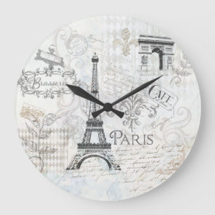 Paris Collage art Clock Grote Klok