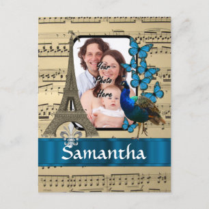 Paris collage op muziekblad briefkaart