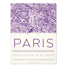Paris Coördinaten Stad Poster – Minimaal Stadsstra