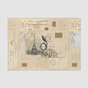 Paris Crow Wereldbol Frans Briefkaart Weefpapier Tissuepapier