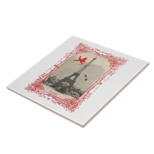 Paris Cupid Tile Trivet Tegeltje (Zijkant)
