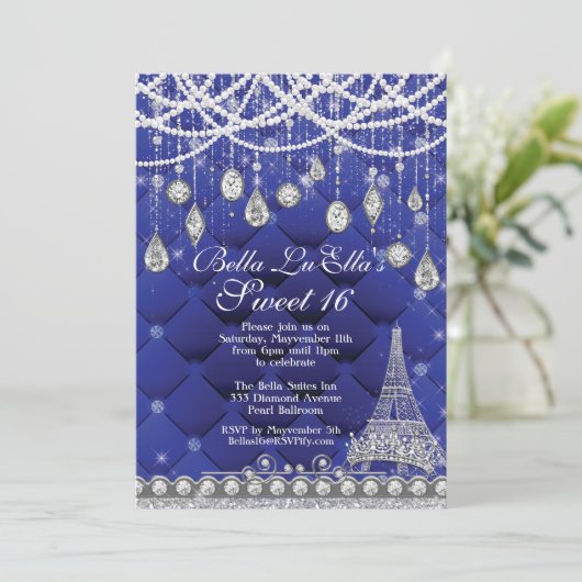 Paris Diamant et Perles Invitation de fête d'anniv (Debout devant)