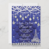 Paris Diamond en Parels Verjaardagsfeestuitnodigin Kaart (Voorkant)