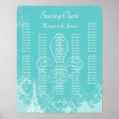 Paris Eiffel Aqua  Damasetrafiek Poster (Voorkant)