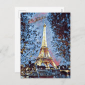 Paris Eiffel Impressionist Blauwe Kerstman Kerstmi Feestdagenkaart (Voorkant / Achterkant)
