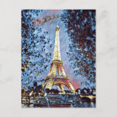 Paris Eiffel Impressionist Blauwe Kerstman Kerstmi Feestdagenkaart (Voorkant)