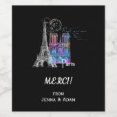 Paris Eiffel Notre Dame Rainbow Merci Étiquette vi (Étiquettes simples)