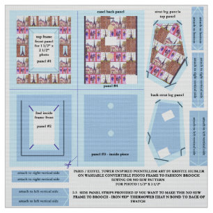 Paris Eiffel tissu swatch faire photo frame broch