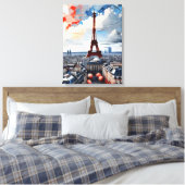 Paris Eiffel Toren Palet Tapestry 1 Canvas Afdruk (Insitu (Slaapkamer))