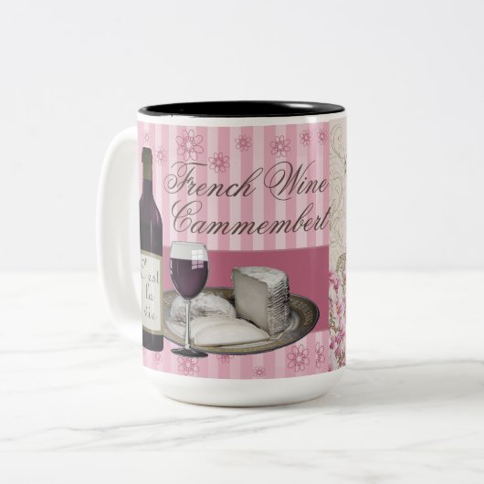 PARIS, EIFFEL TOUR, FRANSE WIJN, CAMMEMBERT TWEEKLEURIGE KOFFIEMOK (Voorkant links)