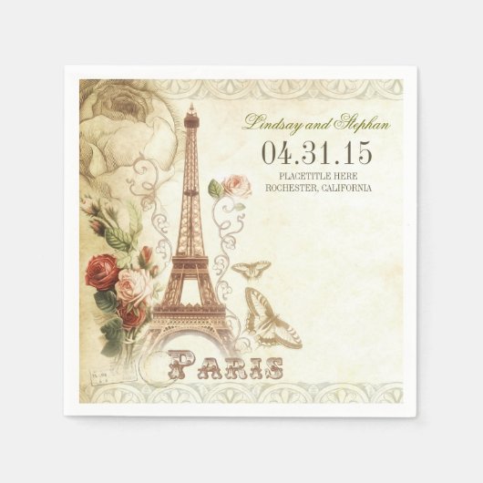 Paris Eiffel tour serviettes en papier de mariage (Devant)